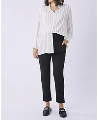 Angel Maternity Alana Relaxed Ponti Black Work Pants - Ankle or Full Length
