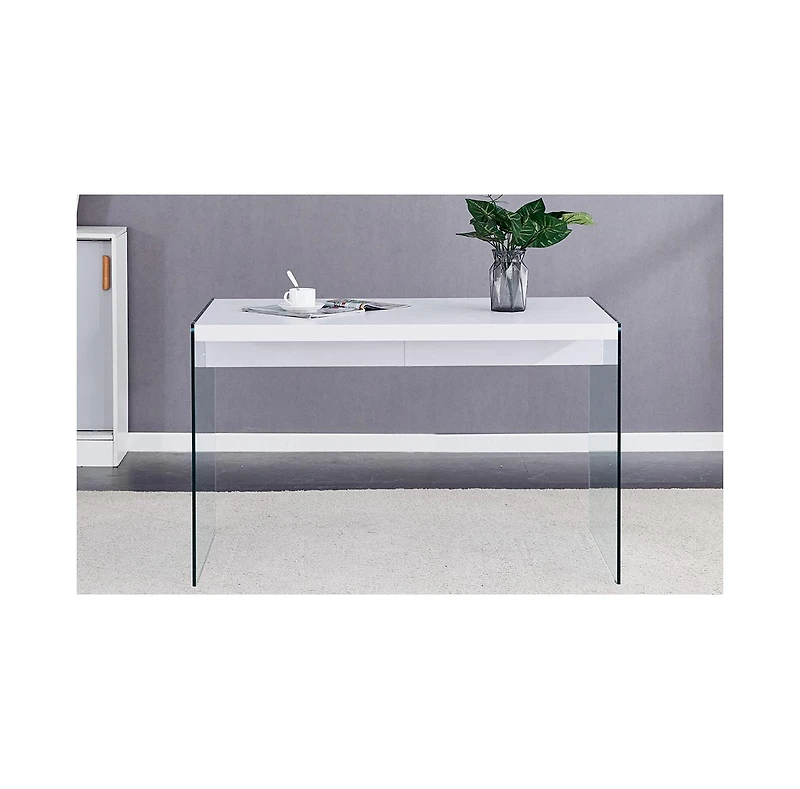 Streamdale Modern Coffee Table Mdf Top, Clear Glass Sides