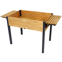 Raised Garden Bed, Metal Leg Wood Planter Boxes with Folding Storage Shelf, Elevated Planter Box for Growing Fresh Herbs, Vegetables, Flowers Great fo
