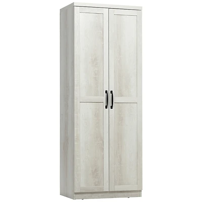 63" 2-Door Kitchen Pantry, Freestanding Storage Cabinet with 5-tier Shelving and 2 Adjustable Shelves for Dining Room, Antique White