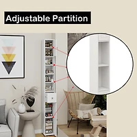 Streamdale 71" Slim Bathroom Cabinet with Drawer & Shelves-White
