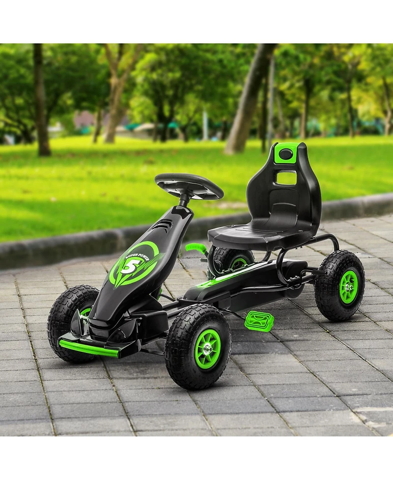 Kids Pedal Go Kart Ride-on Toy with Ergonomic Comfort, Pedal Car with Tough, Wear-Resistant Tread, Go Cart Kids Car for Boys & Girls with Suspension S