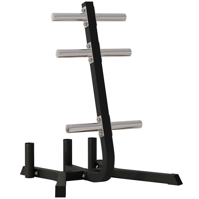 2-inch Weight Rack for Plates and 3 Bars, Olympic Weight Tree Bumper Plate Storage Holder, 660 lbs. Capacity, Black