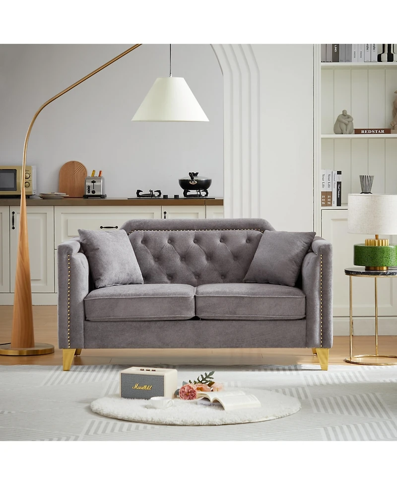 Streamdale Mid-Century Modern Chenille Sofa with Tufted Buttons