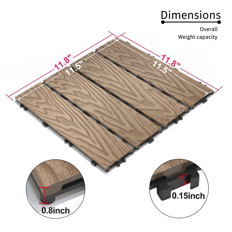 Streamdale Furniture Streamdale Premium Patio Decking Tiles (22-Pack), Diy Quick Deck
