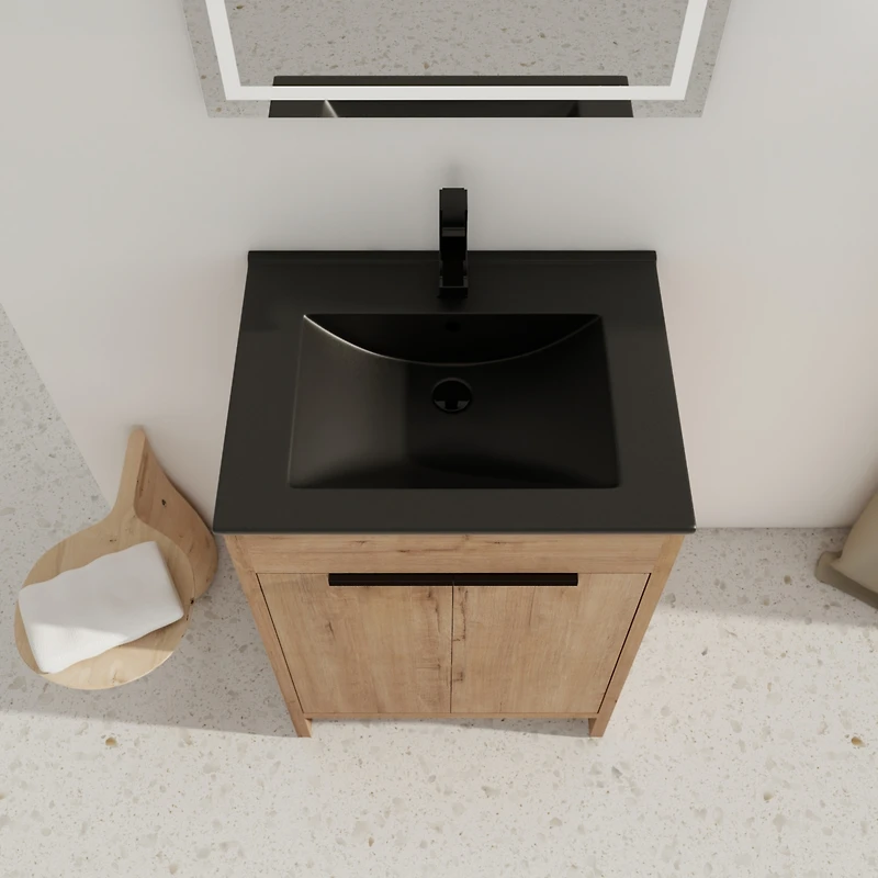 Streamdale 24" Freestanding Vanity with Black Ceramic Sink