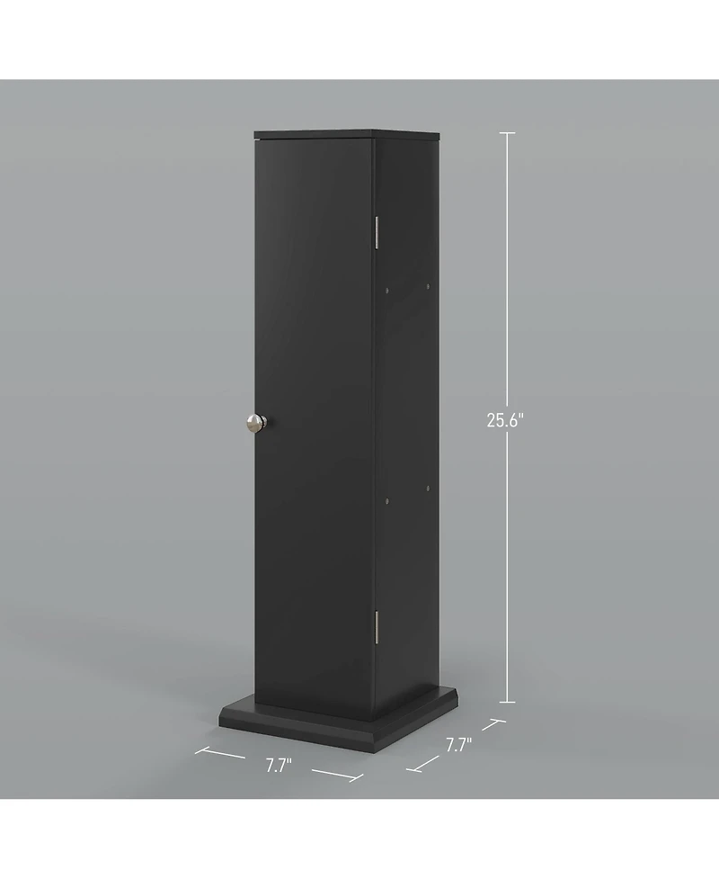 Toilet Paper Cabinet, Small Bathroom Corner Floor Cabinet with Doors and Shelves, Thin Storage Bathroom Organizer for Paper Shampoo, Black
