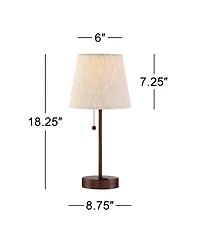 360 Lighting Justin Modern Accent Table Lamps 18 1/4" High Set of 2 Marbled Bronze Metal with Usb Charging Ports Oatmeal Drum Shade for Bedroom D