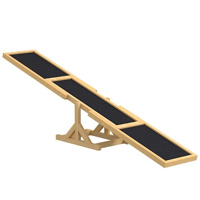 Wooden Dog Agility Seesaw for Training and Exercise, Platform Equipment Run Game Toy, Weather Resistant Pet Supplies, 71" L x 12" W x 12
