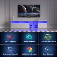 Streamdale Led Tv Stand with Rgb Lights and Storage (White)