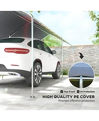 10'x20' Carport Heavy Duty Galvanized Car Canopy with Included Anchor Kit, 3 Reinforced Steel Cables, Grey