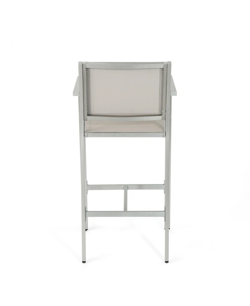 Streamdale Silver-Framed Grey Mesh Barstools (Set of 2)