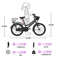 Streamdale Girls' 20" Bike with Basket for Ages 7-10