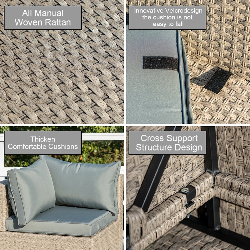 Streamdale 9-Piece Patio Set Woven Sectional with Water-Resistant Cushions