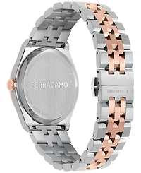 Ferragamo Men's Swiss Diamond (1/20 ct. t.w.) Two-Tone Stainless Steel Bracelet Watch 40mm