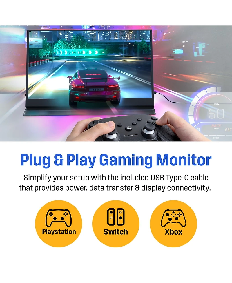 Westinghouse 15.6 Inch Portable Monitor for Laptop & Travel, 1080p, 60Hz, Ips Display, Full Hd Portable Travel Monitor with Magnetic Protective Cover,