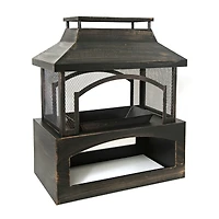 Streamdale Outdoor Wood-Burning Fireplace with Built-in Log Storage
