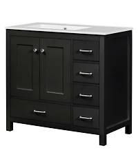 Streamdale Modern 36" Black Vanity with Ceramic Sink and Abundant Storage