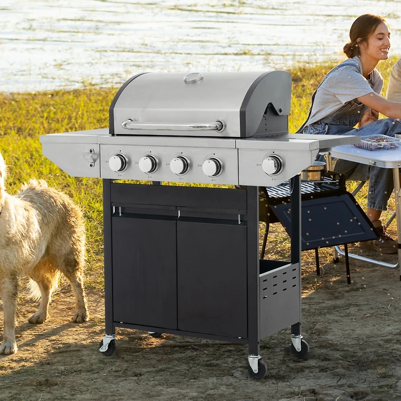 Streamdale 4-Burner Propane Gas Grill with Side Burner