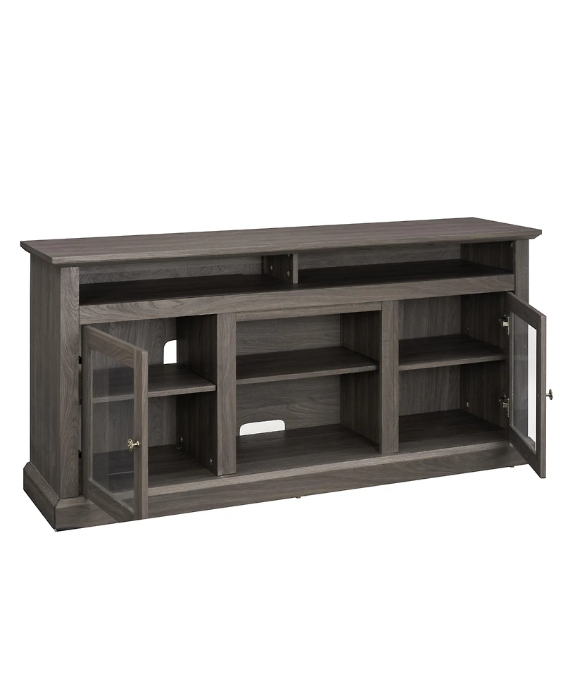 Streamdale Furniture Modern Tv Stand Media Stand Modern Entertainment Console for Tv Up to 65" with Open and Closed Storage Space, Dark Walnut/Black,