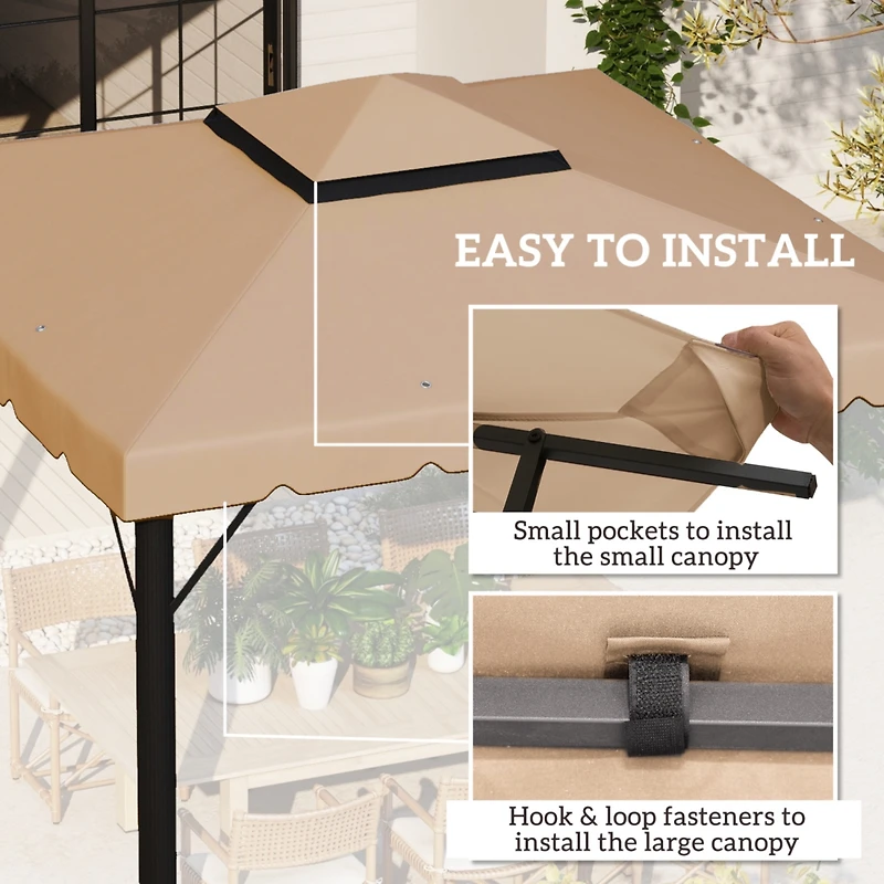9.8' x 9.8' Gazebo Replacement Canopy, Gazebo Top Cover with Double Vented Roof for Garden Patio Outdoor (Top Only), Khaki