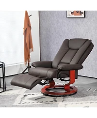 Manual Swivel Recliner Chair, Pu Leather Reclining Chair with Footrest for Living Room, Brown
