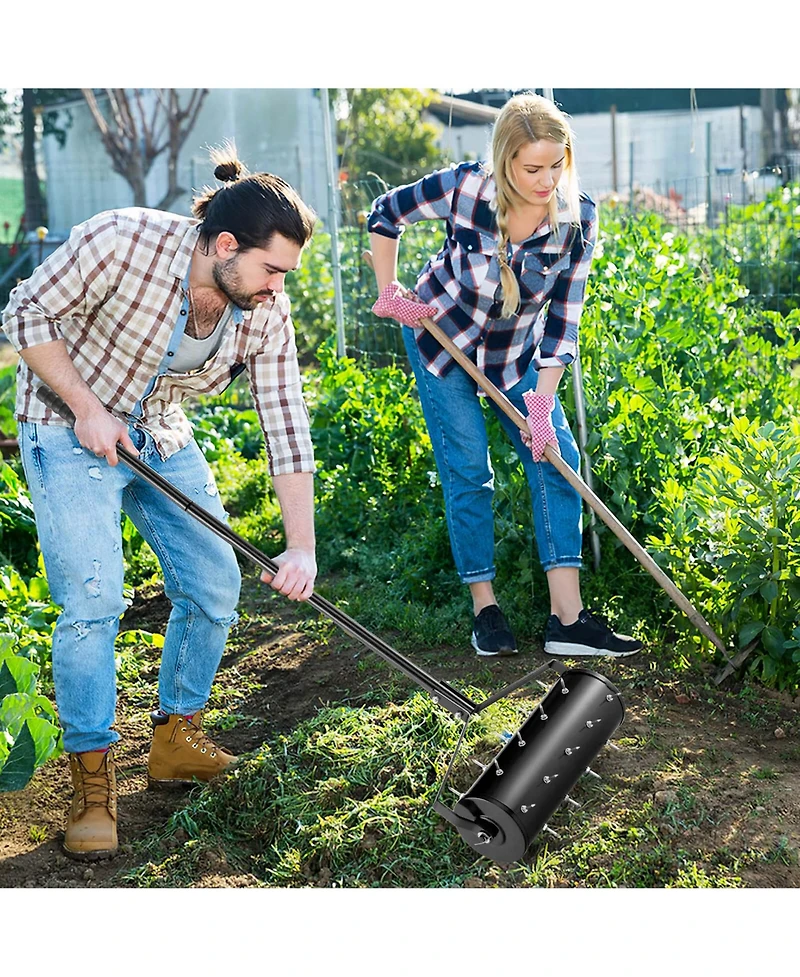 Costway 18" Manual Lawn Aerator Grass Aeration Tool Filled with Sand or Stone with Handle