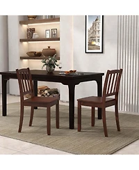 Wood Dining Chair Set of 2 with Rubber Legs Curved Backrest for Kitchen
