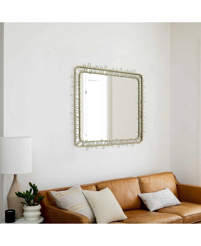 LuxenHome Gold Metal Frame 30.2-In Square Accent Wall Mirror