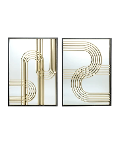 LuxenHome Set of 2 Modern Iron Loops Rectangular Accent Wall Mirrors