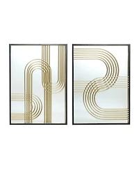 LuxenHome Set of 2 Modern Iron Loops Rectangular Accent Wall Mirrors