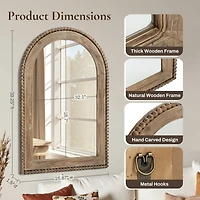 LuxenHome 39-Inch Wood Framed Arch Wall Mirror Accent Vanity Mirror Hanging Decor Large Wall Mounted Mirror