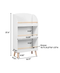 LuxenHome Children's Multi-Functional 3-Shelf Bookcase Toy Storage Bin, White