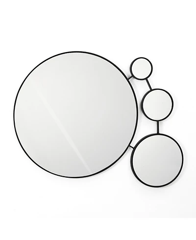 LuxenHome Circles Black Metal Frame Round Wall Mirror