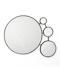 LuxenHome Circles Black Metal Frame Round Wall Mirror