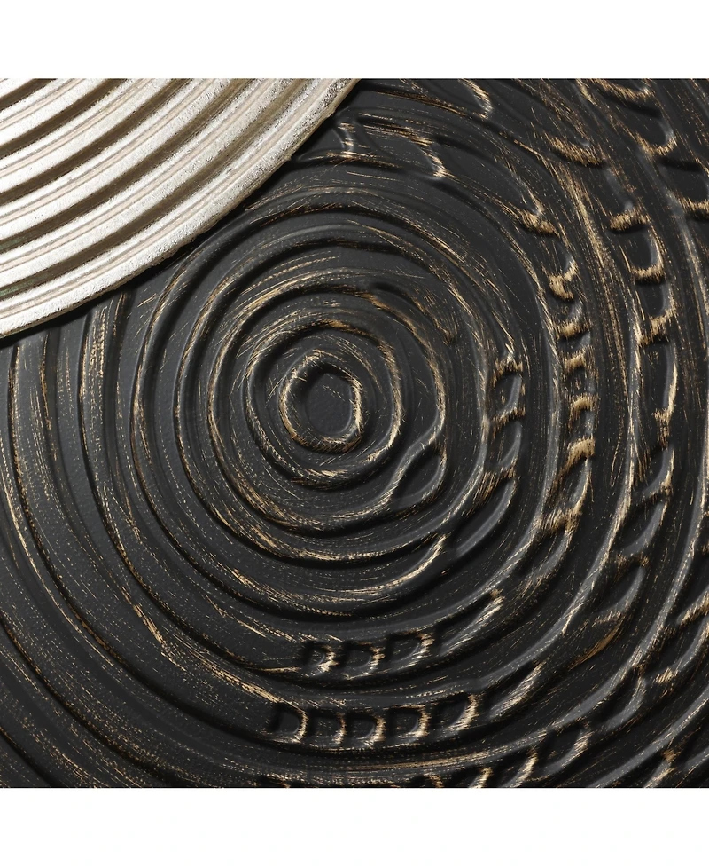 LuxenHome 2-Pc Earth Tone Circles Abstract Rectangular Metal Wall Decor Set
