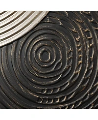LuxenHome 2-Pc Earth Tone Circles Abstract Rectangular Metal Wall Decor Set
