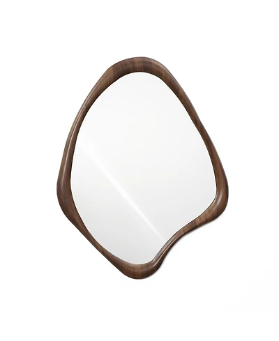 LuxenHome Brown Wood Frame Decorative Wall Mirror