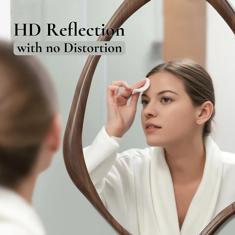 LuxenHome Brown Wood Frame Decorative Wall Mirror