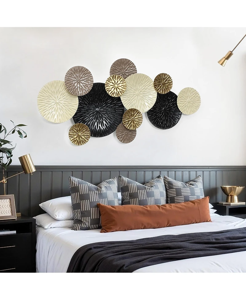 LuxenHome Multi-Color Coastal Abstract 47.25-Inch Wide Metal Wall Decor
