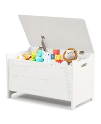 Kids Toy Box w/Safety Hinge Wood Storage Chest Flip-Top Storage Organizer