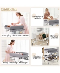 Costway Portable Baby Changing Table with Wheels Adjustable Height Large Storage Rack