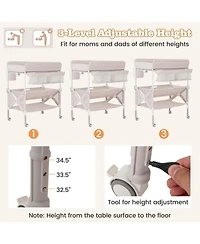Costway Portable Baby Changing Table with Wheels Adjustable Height Large Storage Rack