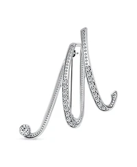 Bling Jewelry Large Statement Abc Pave Crystal Letters Alphabet Initial Scarf Lapel Pin Brooch Silver Plated