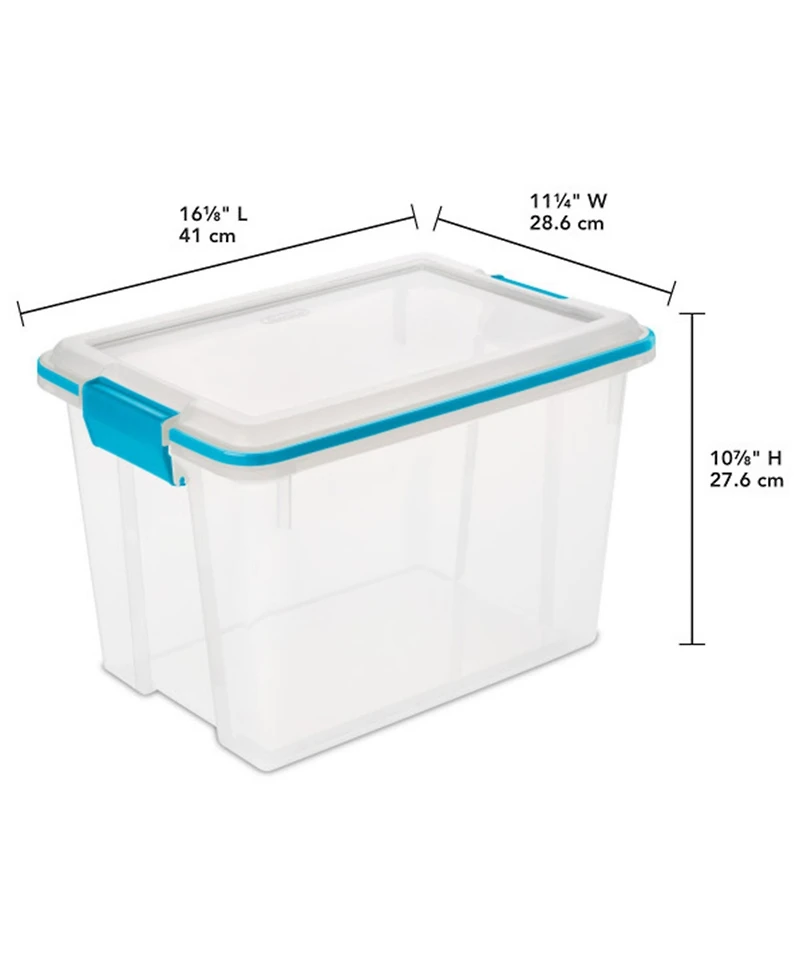 Sterilite 20 Quart Gasket Box, Stackable Storage Bin with Latching Lid, 6 Pack