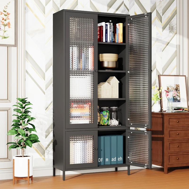 Streamdale 4-Door Metal Storage Display Cabinet with Glass Tempered Doors