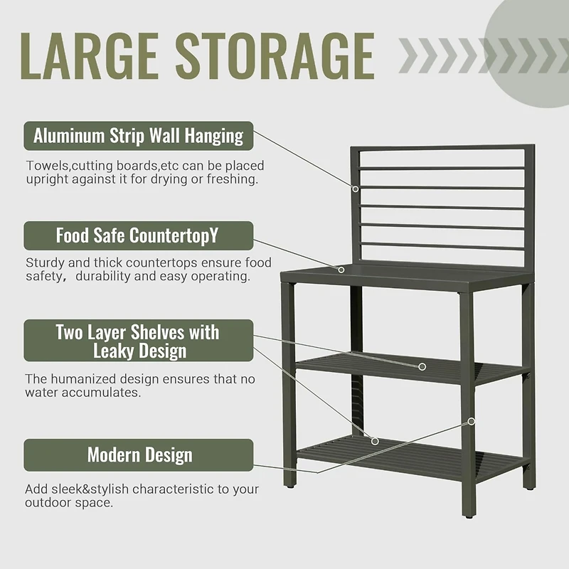 Streamdale Aluminum Kitchen Island with Storage and Cover