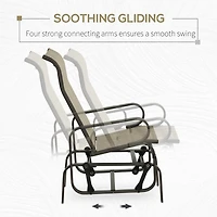 Outdoor Glider Chair, Gliders for Outside Patio with Smooth Rocking Mechanism and Lightweight Construction for Backyard, Tan