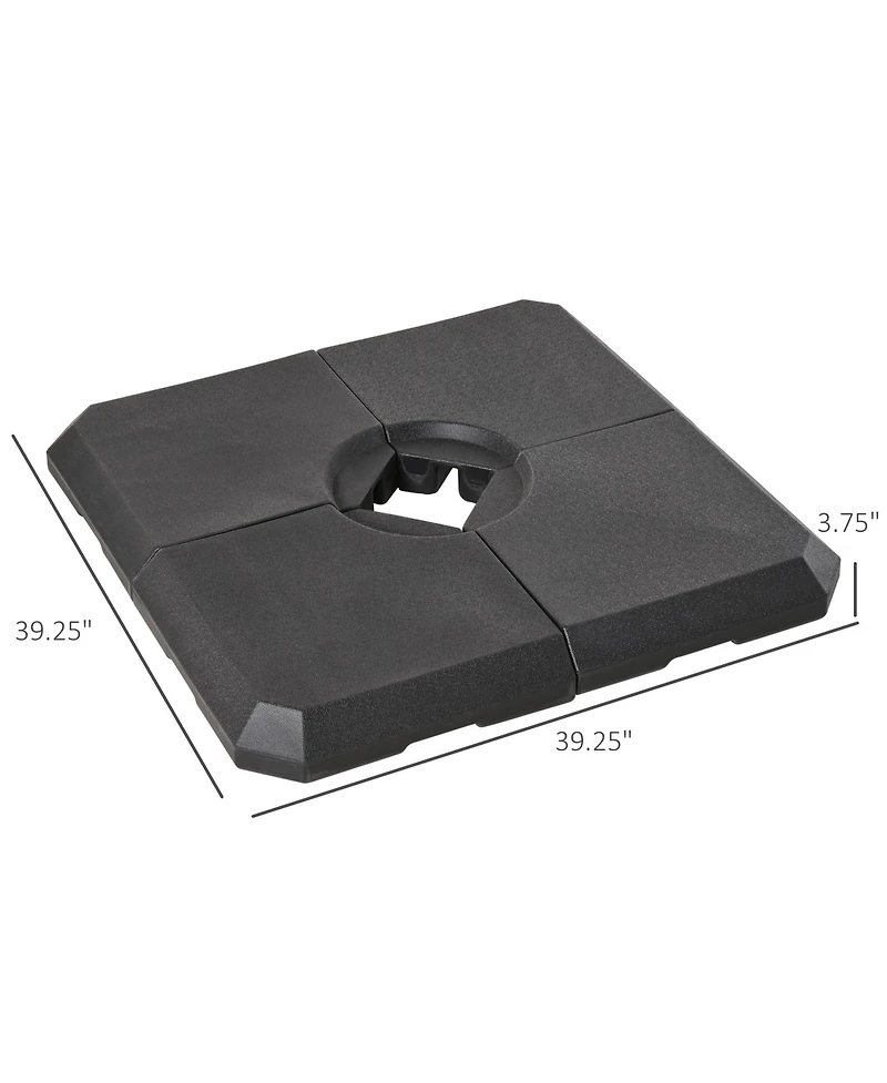 4-Piece Heavy Duty Cantilever Offset Umbrella Stand Base Weight, 264 lb. Capacity, Easy to Fill with Water or Sand