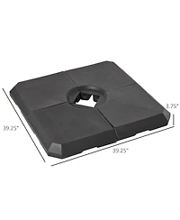 4-Piece Heavy Duty Cantilever Offset Umbrella Stand Base Weight, 264 lb. Capacity, Easy to Fill with Water or Sand